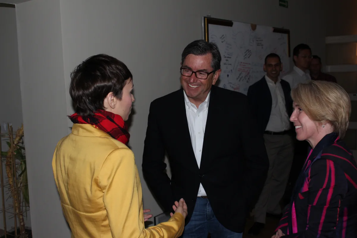 Mark Rohr, CEO of Celanese, with Lori Johnston working with an NGO in Poland for the Celanese International Impact Program (CIIP). The annual program consists of 10 employees spending a month working with NGOs in another country. Last year the program served an NGO in Brazil.
